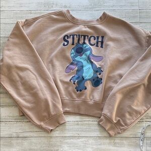 Disney Tan Cropped Stitch Sweatshirt